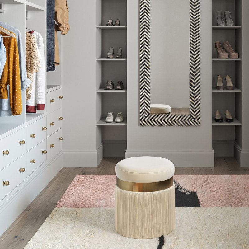 Velvet Ottoman, Cream Velvet