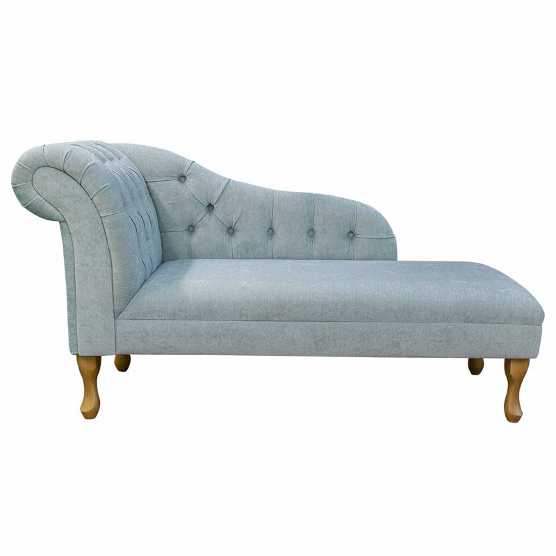 Upholstered Chaise Lounge, Light Oak