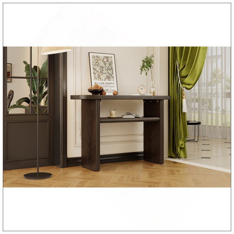 Élégante console minimaliste avec des bords arrondis et une tablette robuste pour l'entrée, le salon (espresso), Espresso