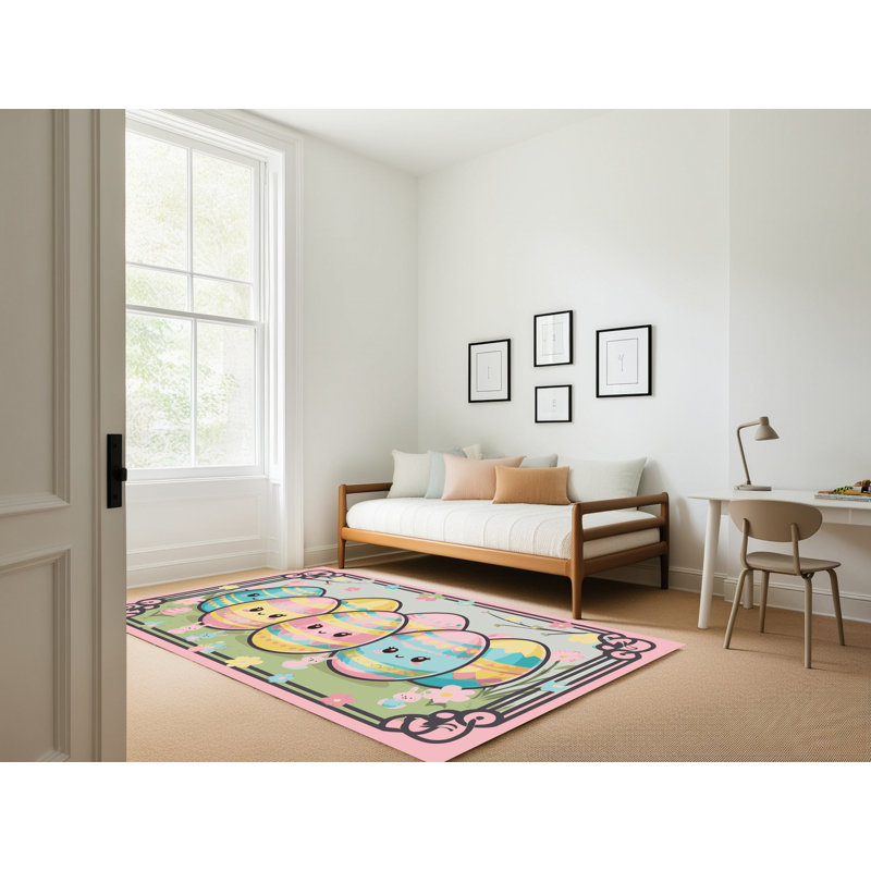 The Holiday Aisle® Easter Spring Holiday Rug, Rectangle 5' x 7'