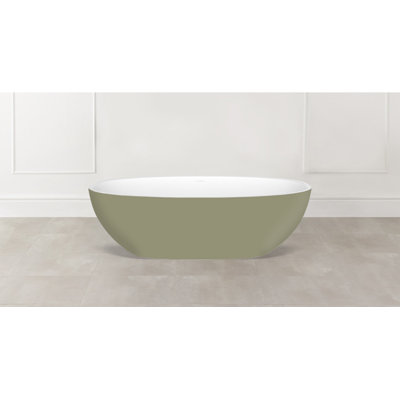 Barcelona 66.875" x 31.75" Freestanding Soaking Bathtub in Volcanic Limestone with Overflow Hole