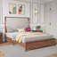 Bed Frame with Upholstered Headboard,with Charging Station and LED Lights-1042005694