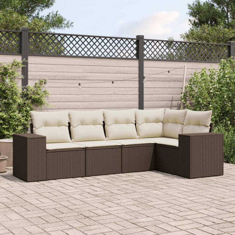 Vidaxl Garden Sofa Set Brown And Cream White