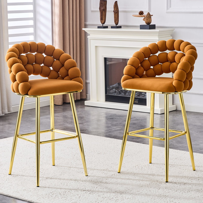 Ensemble de 2 tabourets de bar d'appoint Puffy Bubble Chair, Orange