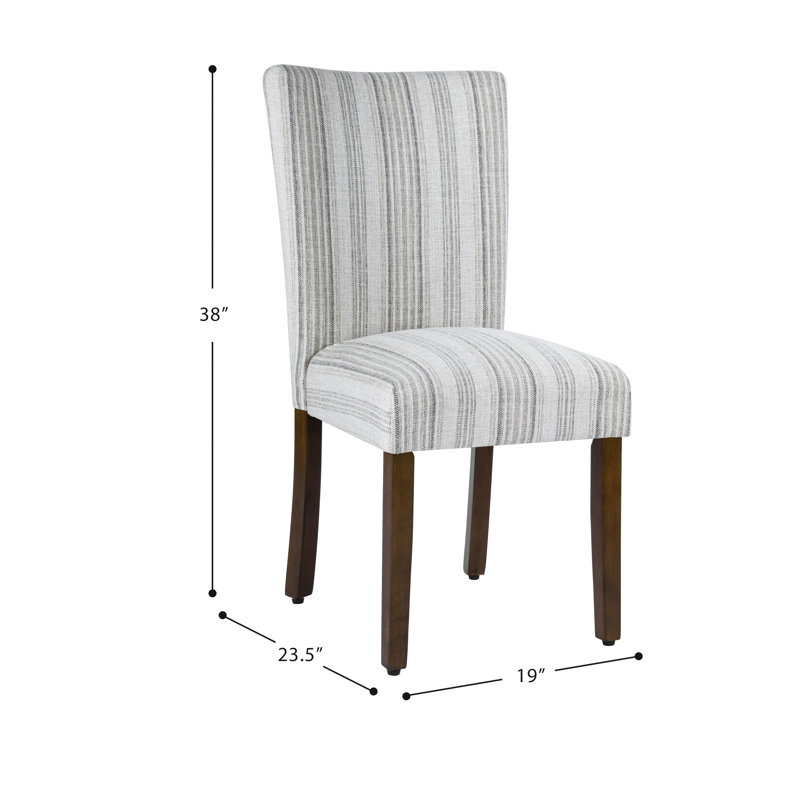Neena Upholstered Parsons Dining Chairs, Gray Striped