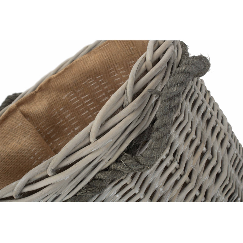 Wicker Storage Basket with Lining, 38cm H x 40cm W x 40cm D, Grey Wash