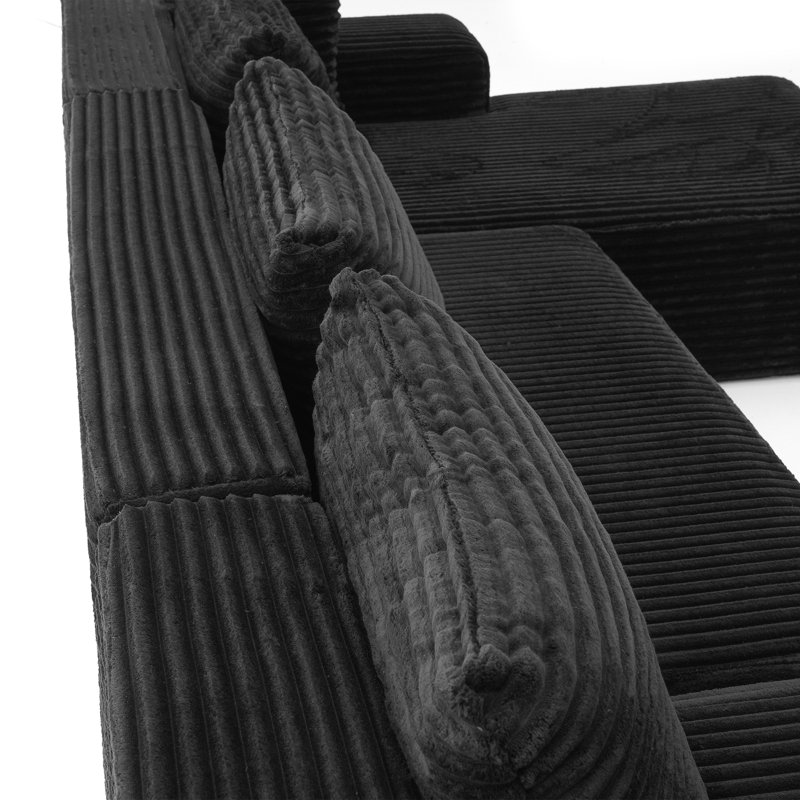 Canapé modulaire en velours côtelé en forme de U Boneless, Noir