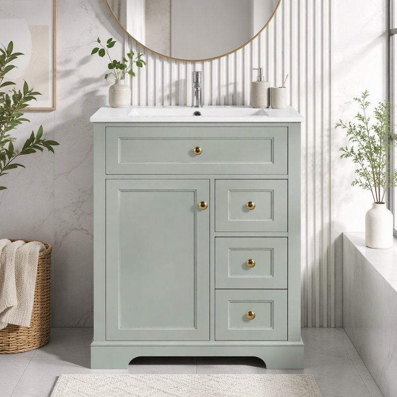 Meuble-lavabo 24 po avec lavabo, Vert