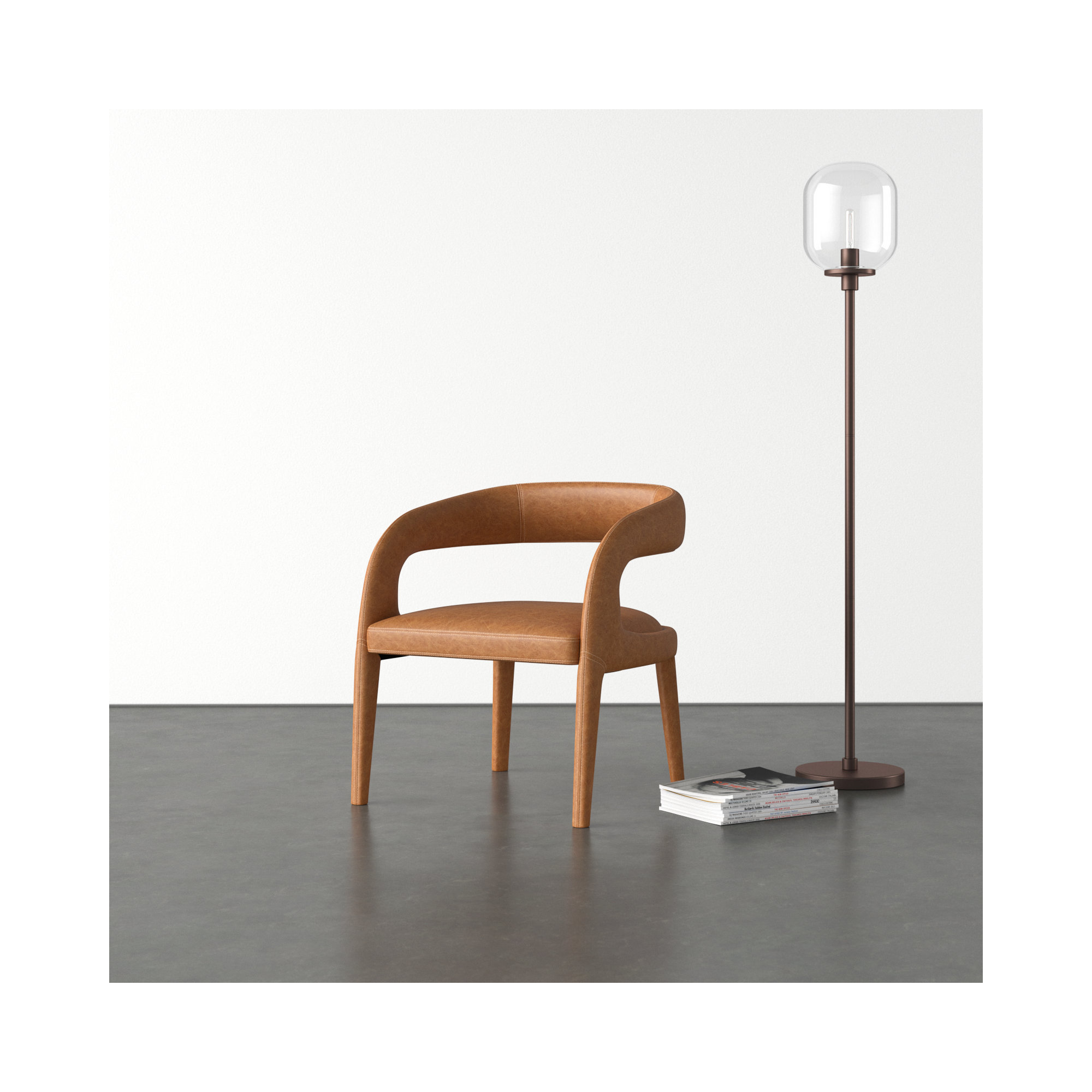 Piero Genuine Leather Armchair, Brown Genuine Leather