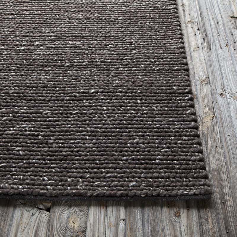 Valencia Wool Area Rug in Dark Brown, 9' x 13'
