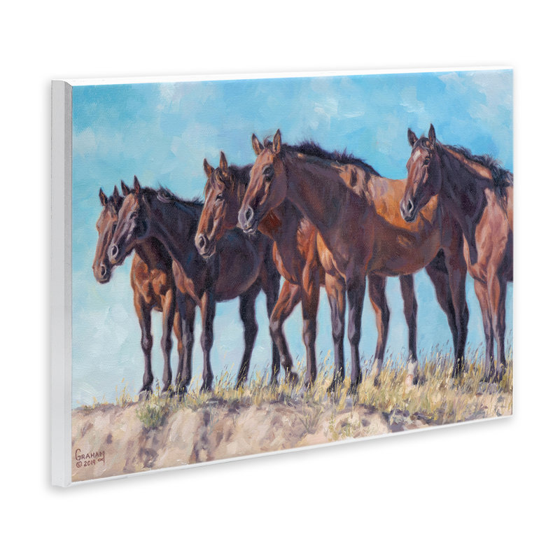 «Horse Herd Over donnering Desert», art mural sur bois par David Graham, H 10 po x l 15 po