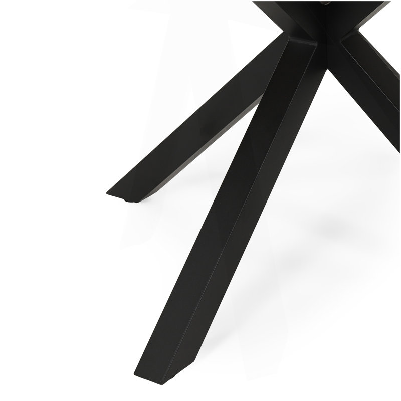 Table de salle à manger d'extérieur, plateau en teck et pieds en métal noir