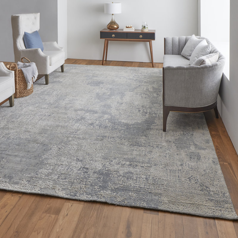 Eastfield Wool Abstract Area Rug in Gray, Rectangle 3' x 5'