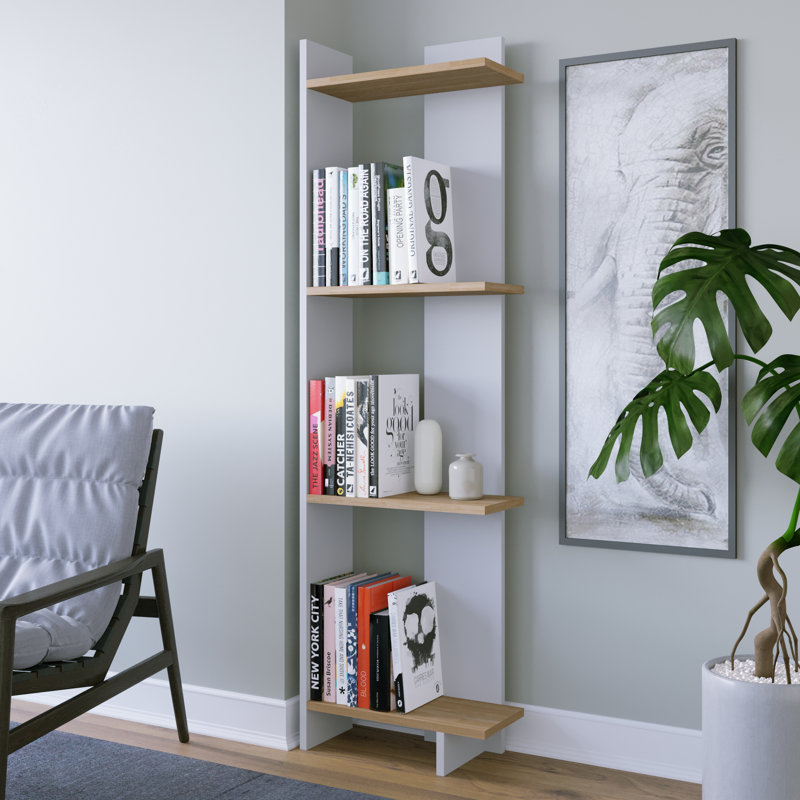 Rodney Bookcase Corner Bookcase, White-Oak