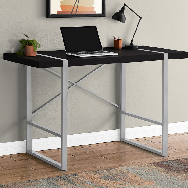 Fullilove Computer Desk, Home Office, Laptop, 48"L, Work, Metal, Laminate, Contemporary, Modern, Black/Silver