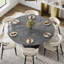 Table de salle à manger ronde 59,08 po, plateau circulaire en marbre avec base en acier inoxydable noir-65884219