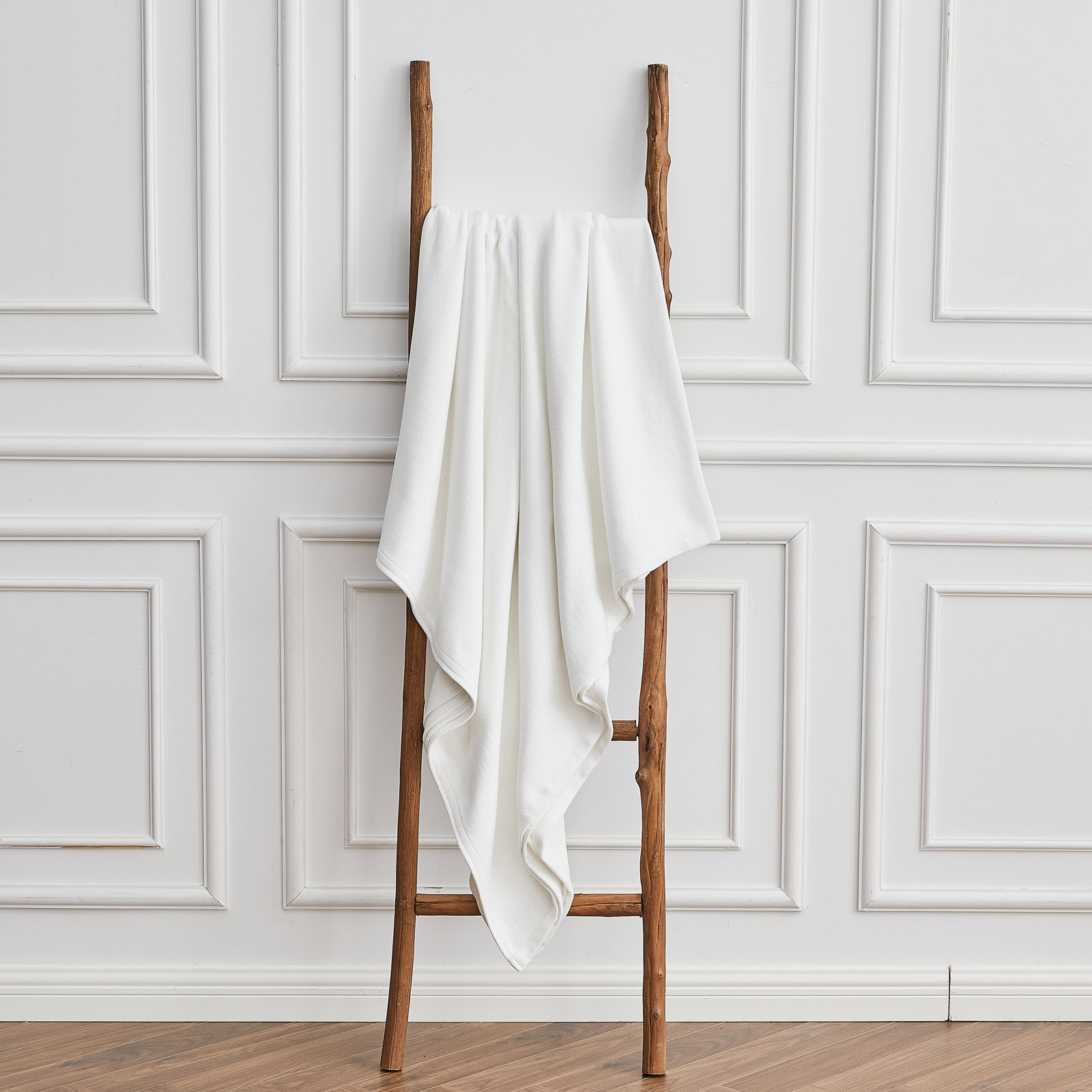 Diamond Rayon From Bamboo Cotton Blanket, Queen, White