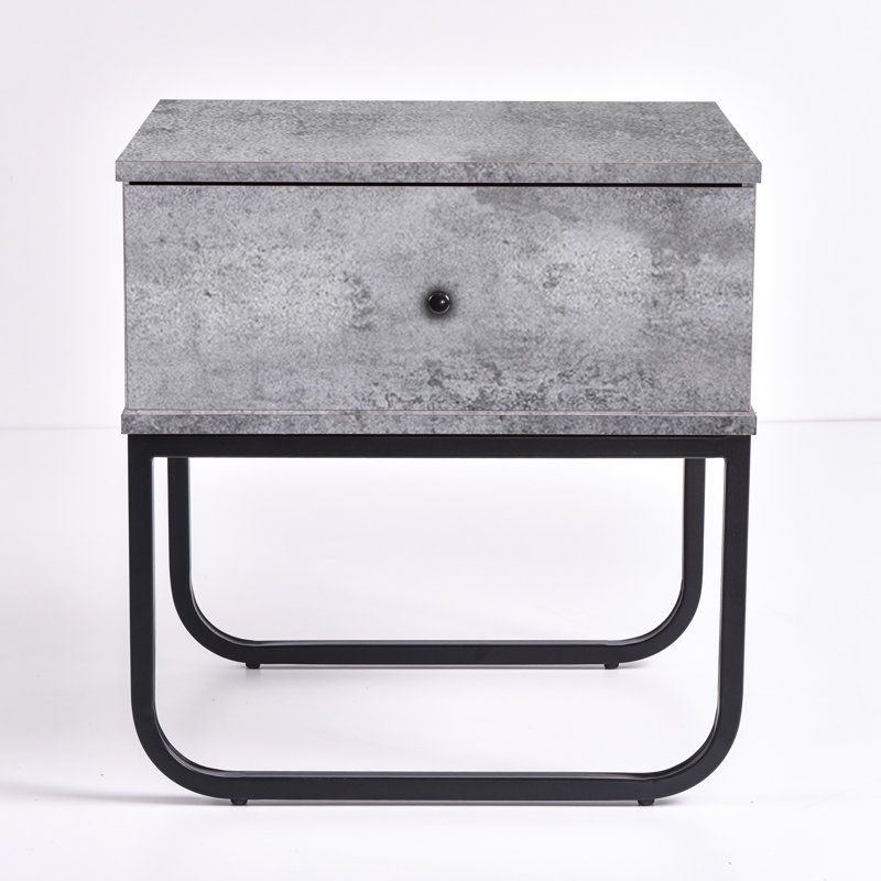 muir 50.2 cm W Bedside Table, Iron Slate