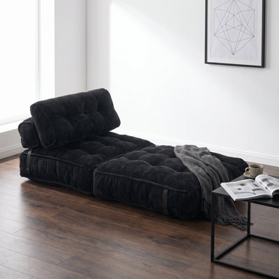 Canapés-lits pliables à compression, fauteuil-lit en velours côtelé noir, salon moderne