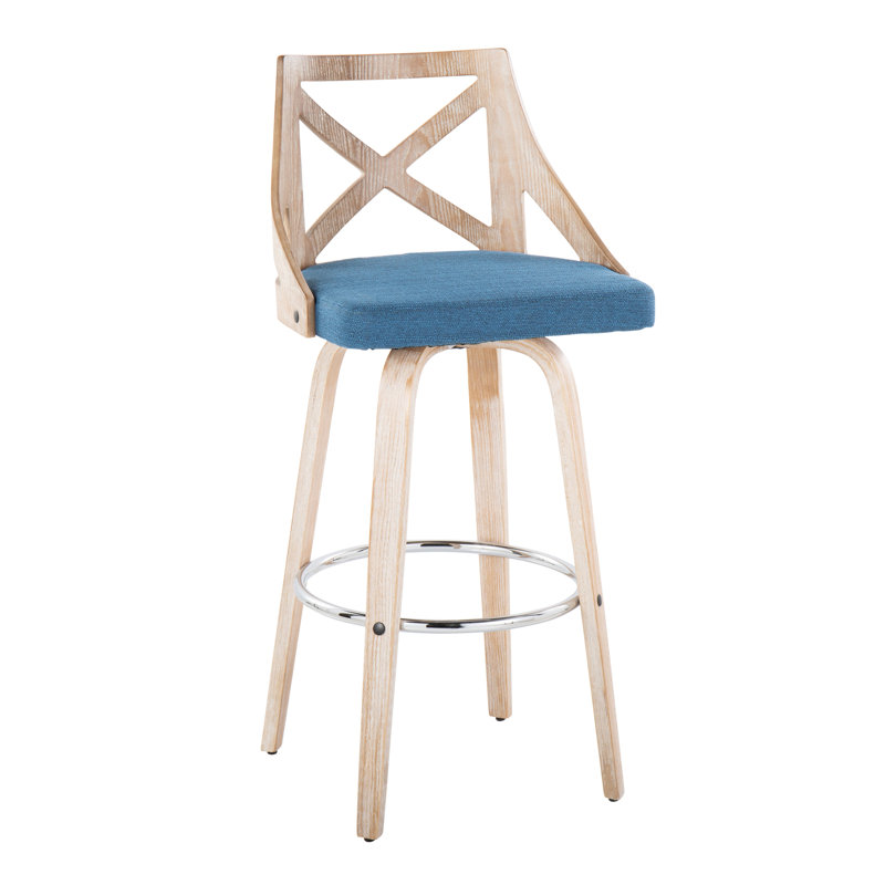 Tabouret de bar Farmhouse, Naturel / Argenté, Bleu