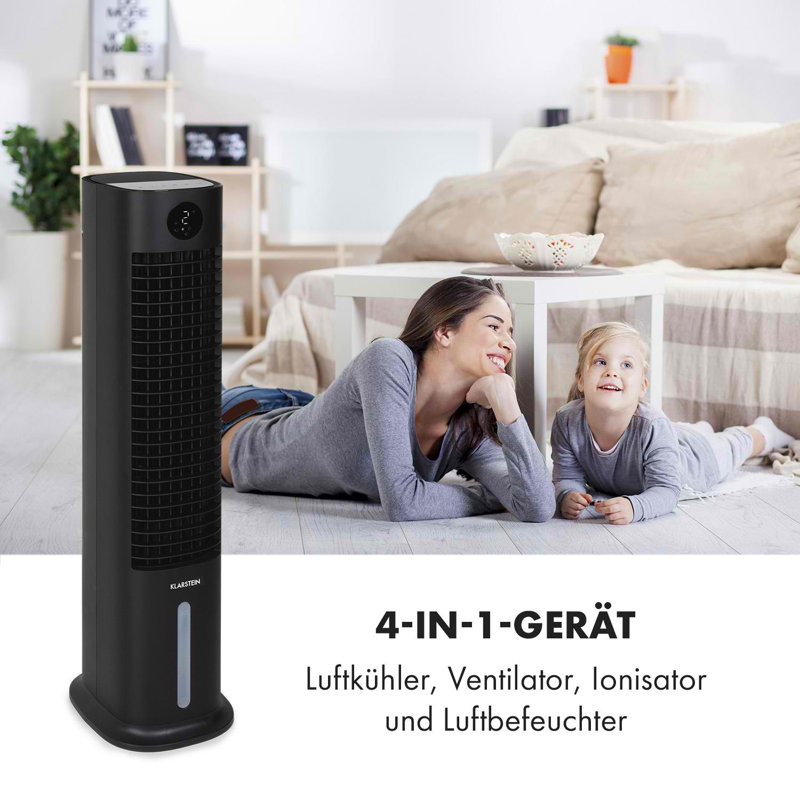 Klarstein Skytower Grand Smart 80W 480m³/H mobile air cooler, Black