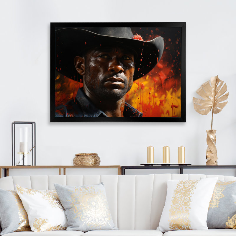 Western Cowboy Pride, portrait sur toile, Cadre simple noir, H 12 po x l 20 po x P 1 po