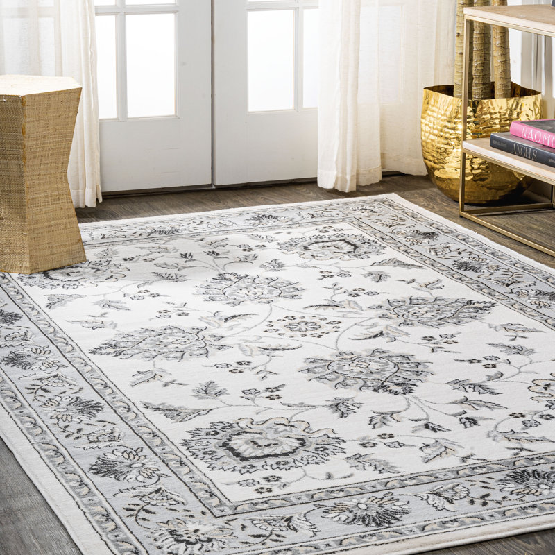 Yeghivart French Cottage Cream/Light Gray Rug, Rectangle 7'8" x 10'