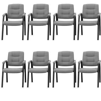 Stackable Faux Leather Reception Chairs – Set of 8 | Office Guest Seating for Lobbies, Clinics & Waiting Rooms