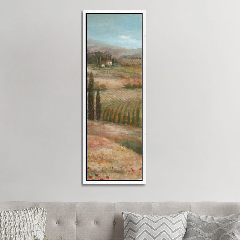 Valley VIew I by Nan - Panoramic Painting on Canvas, White Framed, 121.92 cm H x 40.64 cm W x 3.175 cm D