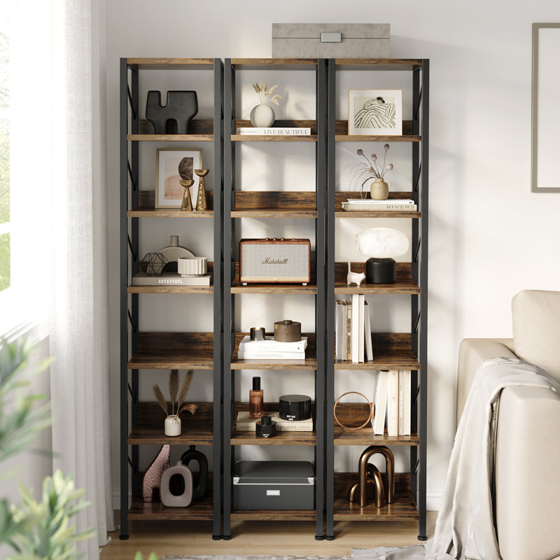 168cm H x 34.8cm W Metal Bookcase, Brown