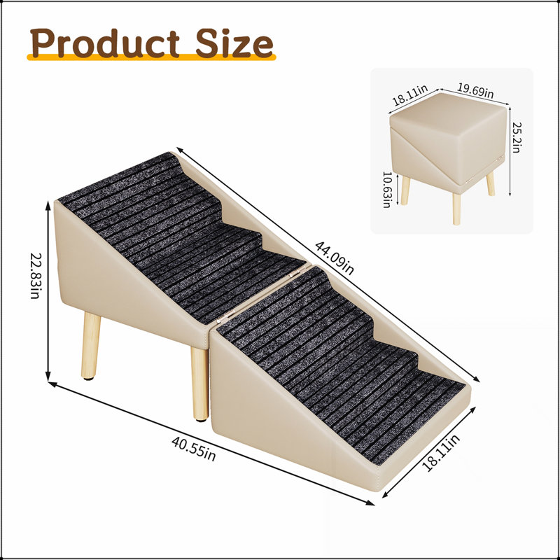 Rampe et escalier pliable pour chien 2 en 1, 22,83 pouces de hauteur, surface antidérapante, idéale pour les grands, moyens et petits chiens, repose-pieds divisé pour un rangement facile