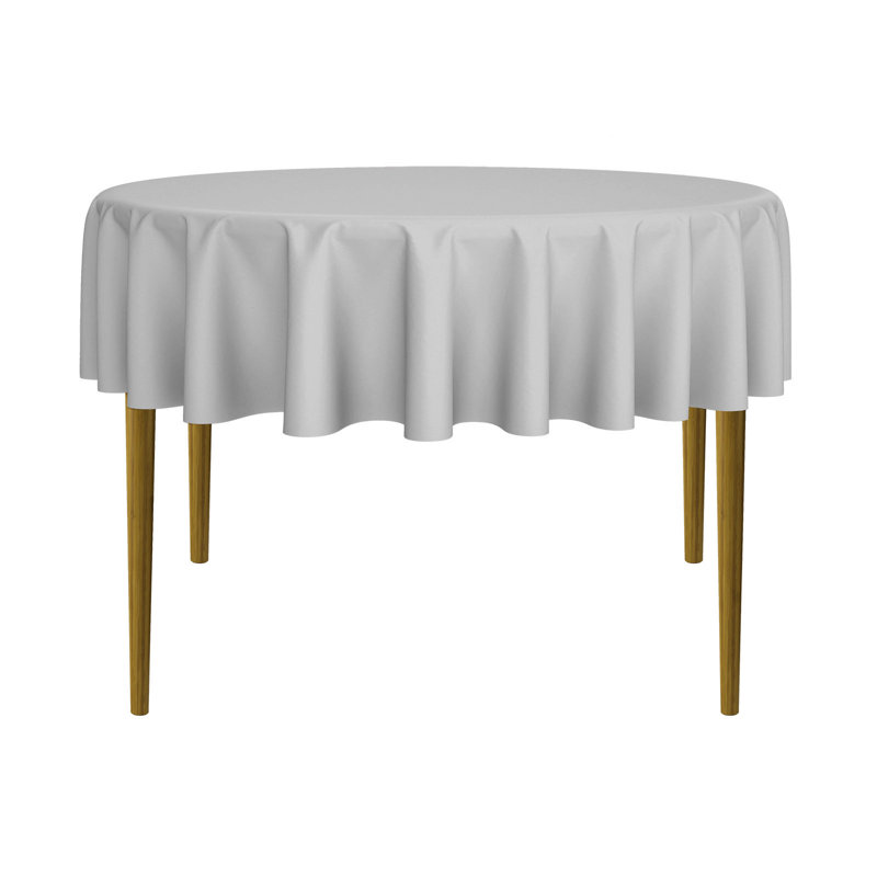 Solid Color Round Tablecloth, 108" L x 108" W, Silver, 1