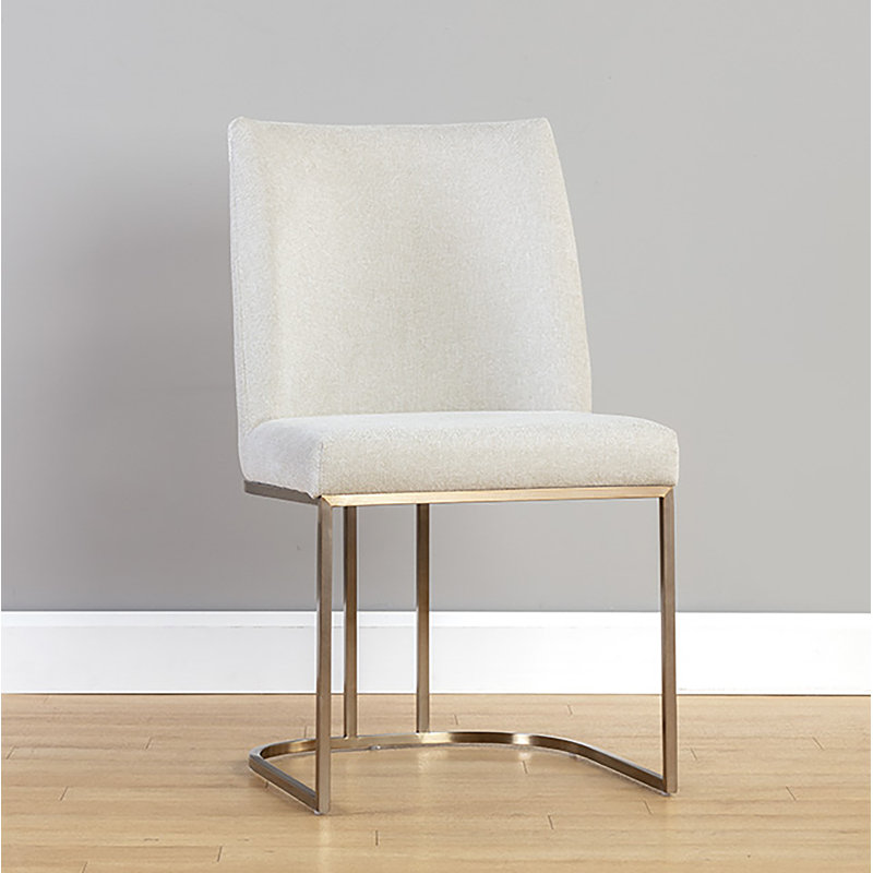Rayla Upholstered Dining Chair, Cream Performance Basketweave
