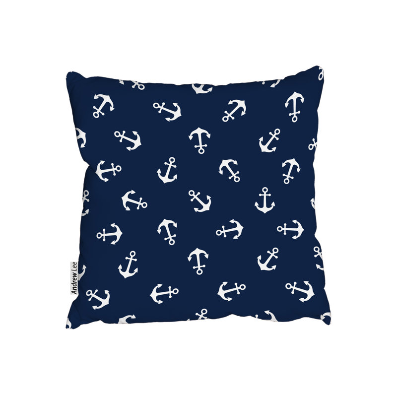 Square Cushion, Navy/White, 45cm H x 45cm W x 20cm D
