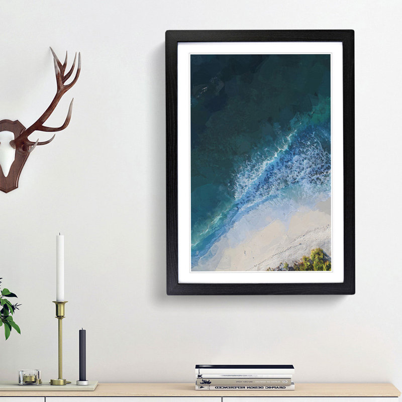 High Above the Maldives in Abstract - Picture Frame Graphic Art Print on MDF, 36cm H x 27cm W x 2cm D, Black Framed