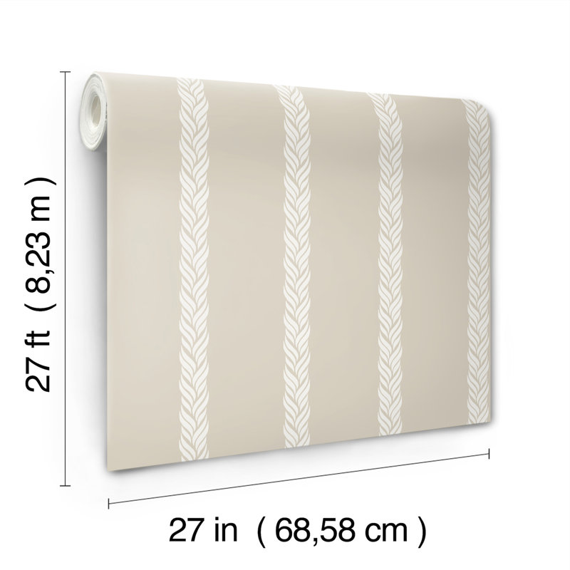 Braided Stripe Striped Wallpaper Double Roll by Ronald Redding, Beige