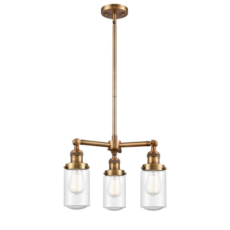 Lustre de globe de style bougie 3 lumières Saroyan, Grainé, Ampoule DEL, Chrome poli