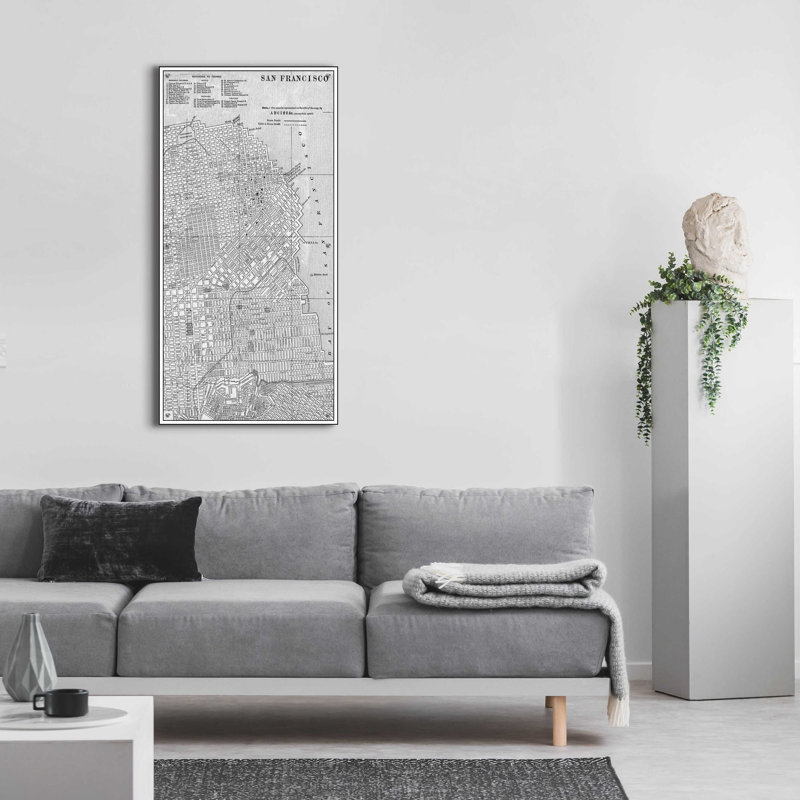 «Tinted Map of San Fransisco» par Vision Studio, art mural en verre acrylique, H 48 po x l 24 po