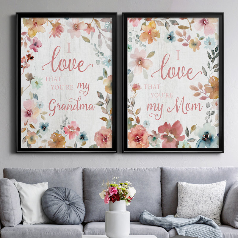 «Love Grandma», reproduction encadrée de qualité supérieure, prête à être accrochée, H 30,5 po x l 42,5 po x P 3 po, Noir