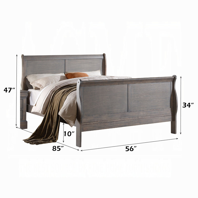 Lit double Louis Philippe III, Double XL, gris