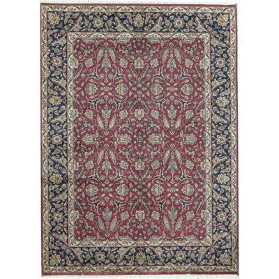 Marquis Wool Oriental Area Rug in Wine/Navy