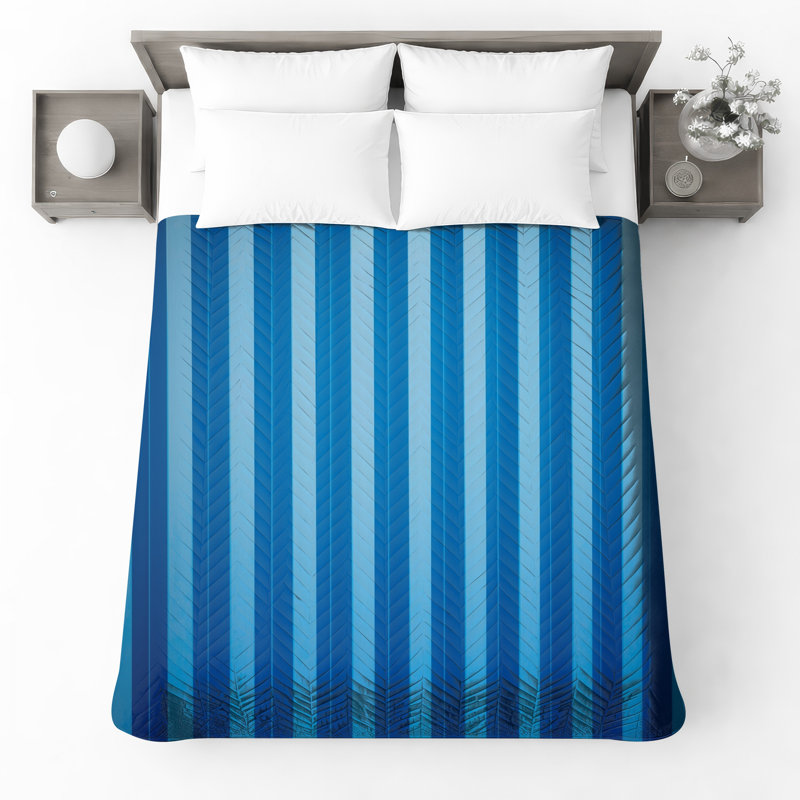 Blue Vertical Stripes Bedding Stripes Bedspread Patterns, Queen