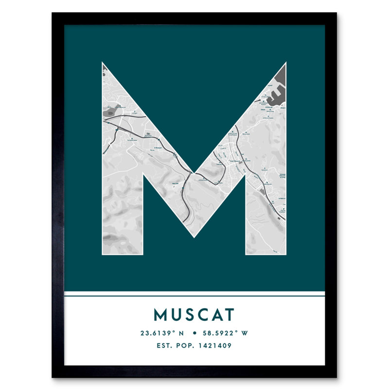 Muscat City Map Muscat Oman City Map - Single Picture Frame Typography