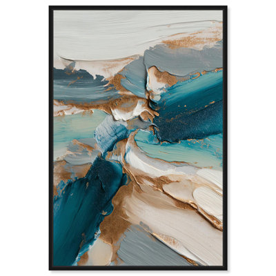 "Malachite and Gold", impression sur toile bleue par Art Remedy, cadre noir, 16 x 24