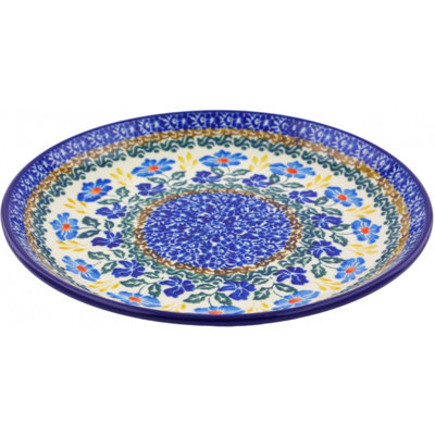 Assiette bleue en céramique polie 8 "Forget-Me-Nots