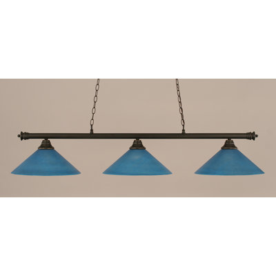 Mendez 3 Light Bar With 16" Blue Italian Glass