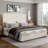 Upholstered Sleigh Platform Bed with Nailhead Trim Headboard-2083689009-2083689015