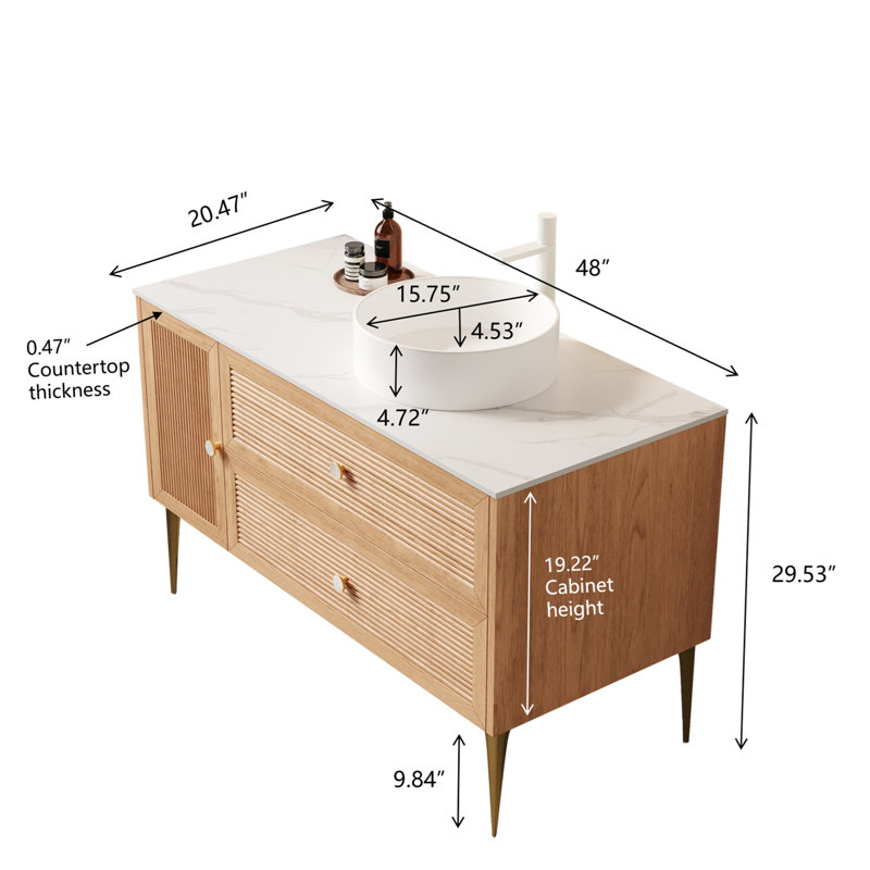 Meuble-lavabo de salle de bain avec lavabo, 48.03"