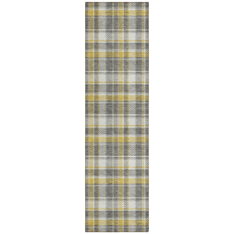 Tapis de couloir d'extérieur 8 pi gris et jaune