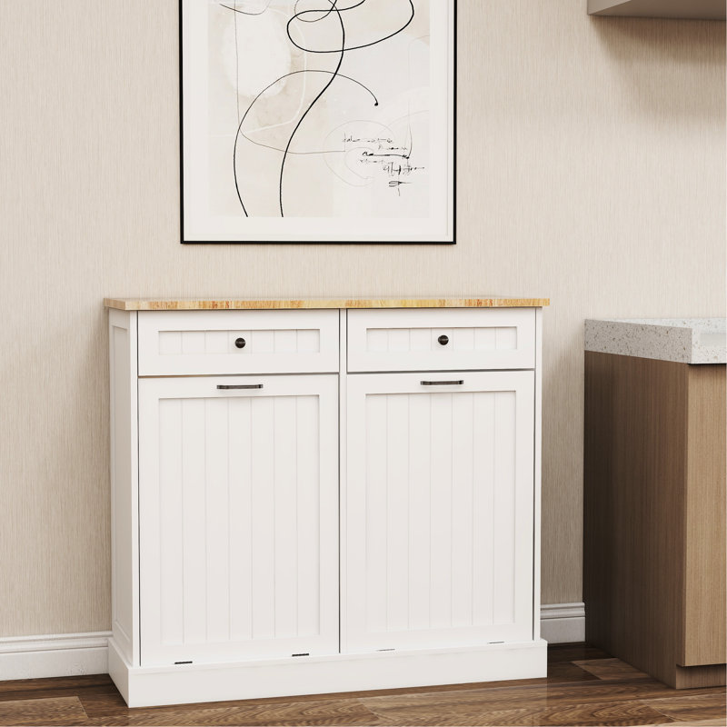 Armoire de cuisine à finition blanche - deux tiroirs et deux compartiments peints, intérieur spacieux